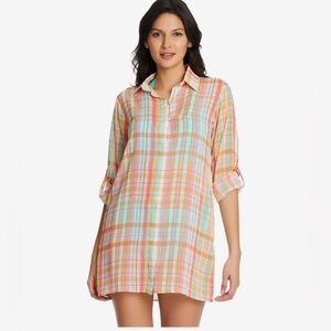 Bleu Rod Beattie Hip to be Square Swimsuit Coverup Button Down Chiffon Size 2X